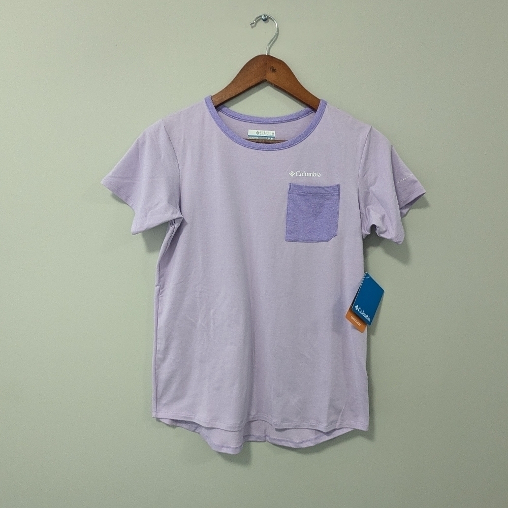 Columbia Girl's Tech Trail Short Sleeve Tee Purple Size L